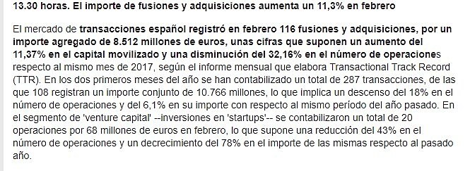 El importe de fusiones y adquisiciones aumenta un 11,3% en febrero